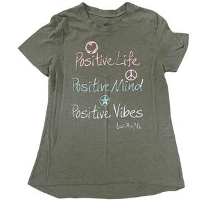 Love This Life Tee Women M Green Positive Mind Life Vibes Graphic T-Shirt Casual